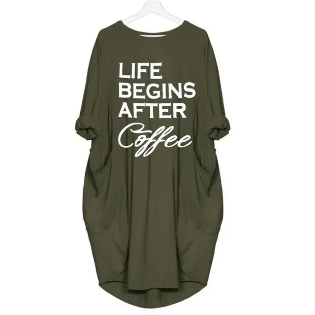 Новое поступление, карманная жизнь, напечатанная футболка с надписью «Beging After coffee» для женщин, футболка, Футболка Harajuku размера плюс укороченная уличная одежда - Цвет: Green