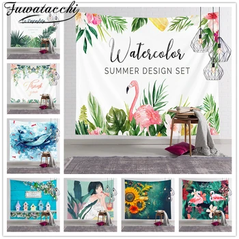 

Fuwatacchi 3D Green Leaves Tapestry Tropical Plant Wall Hanging Farmhouse Home Decor Tapestries Bedspread Tenture Carpet