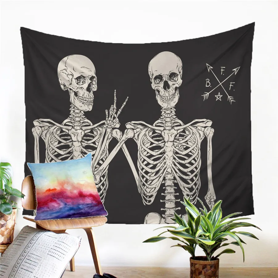 A Skull Tapestry Wall Hanging Sandy Beach Picnic Rug Camping Tent Sleeping Pad Home Decor Bedspread