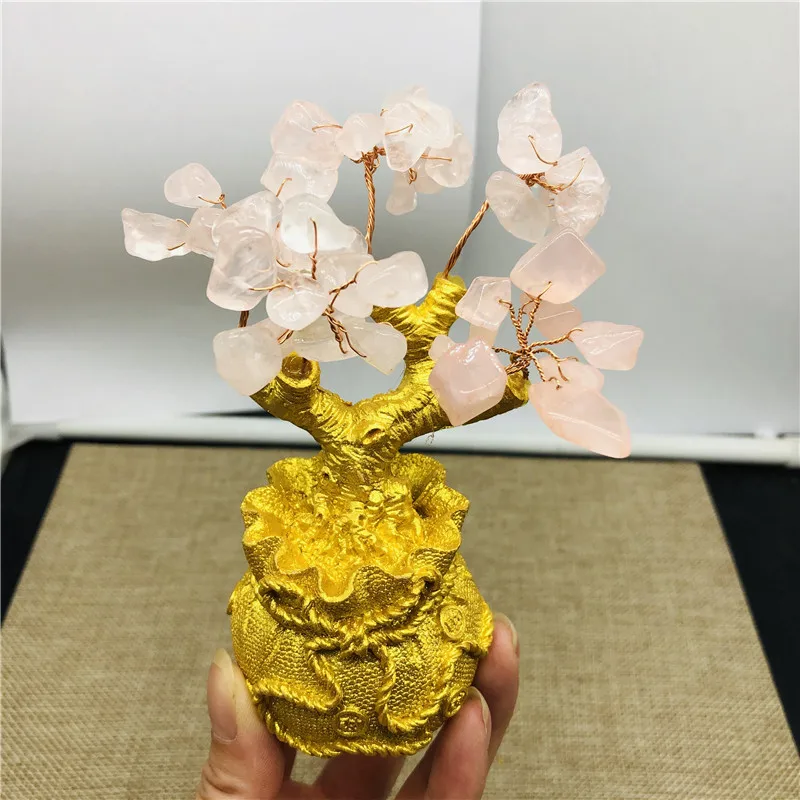 Natural powder crystal fortune tree cash money decorations open light transfer office town house gifts | Дом и сад