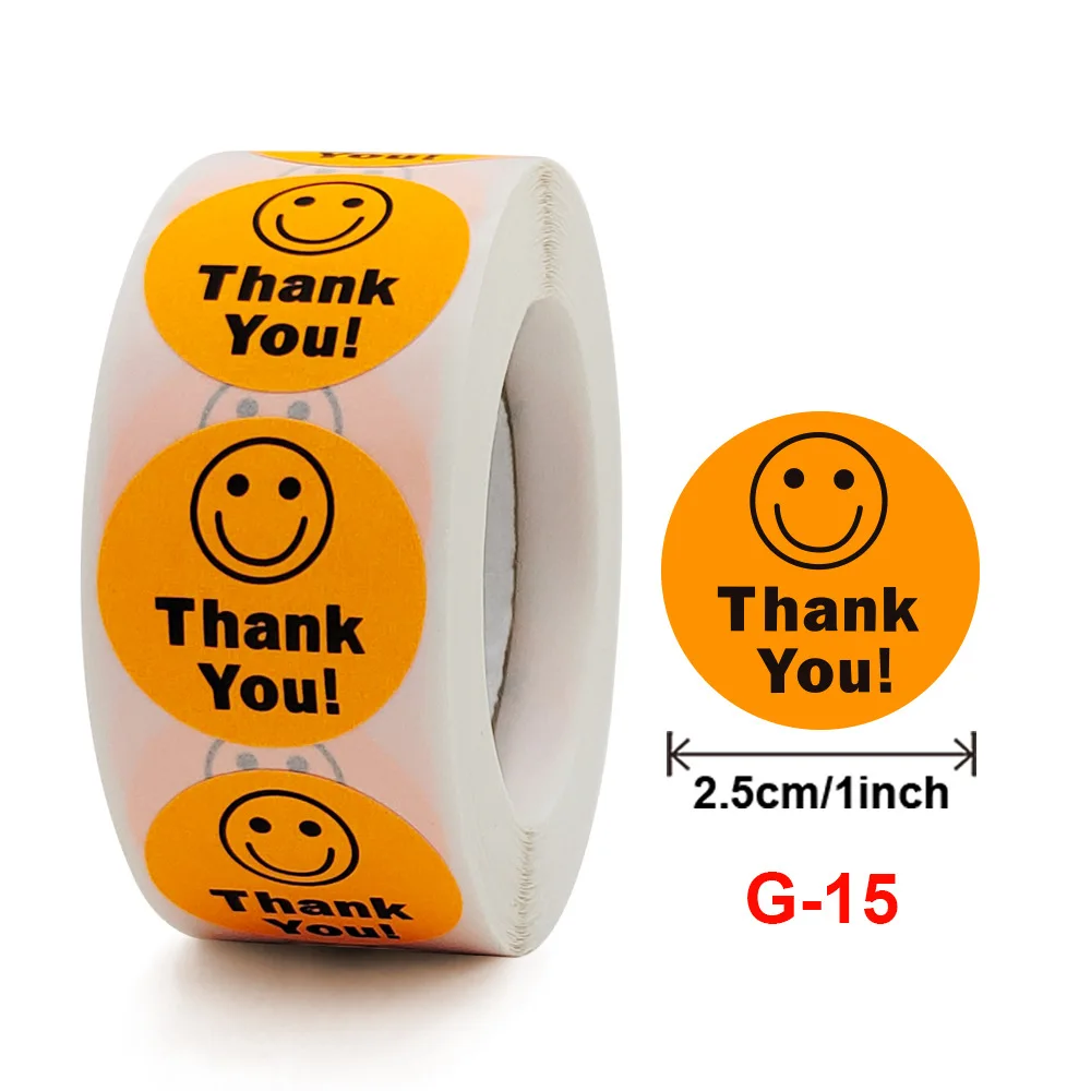 500Page One Roll Children Stationery Stickers Tape Creative School Smiley Face Reward Thank You Cute Fluorescent Color Kids Toy