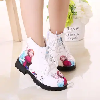

Top Selling Girls Martin Boots Fashion Brand Kids Leather Shoes Girls Zipper Soft Casual Boots Elsa Shoes