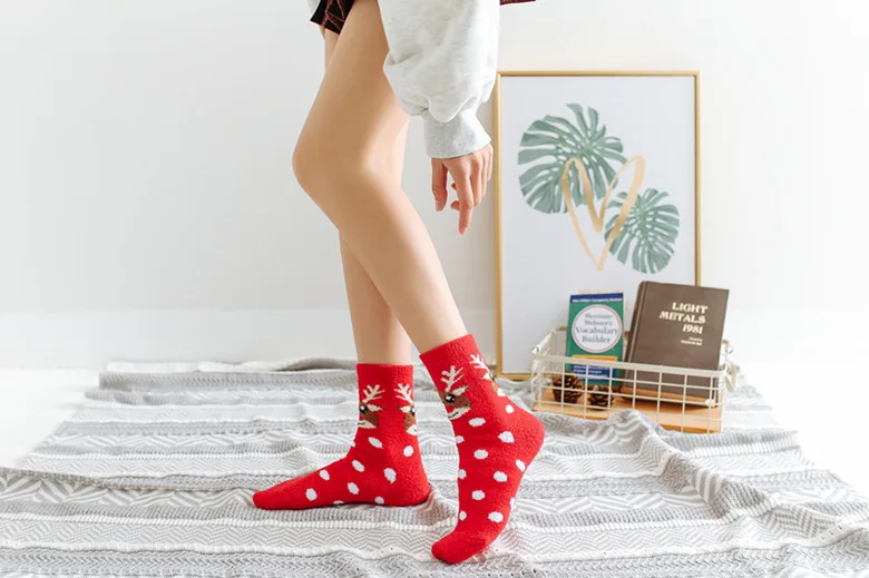 Зима и зима Рождество Sox, желая мяч половина, теплые, милые носки с героями мультфильмов женские теплые носки подарки для женщин