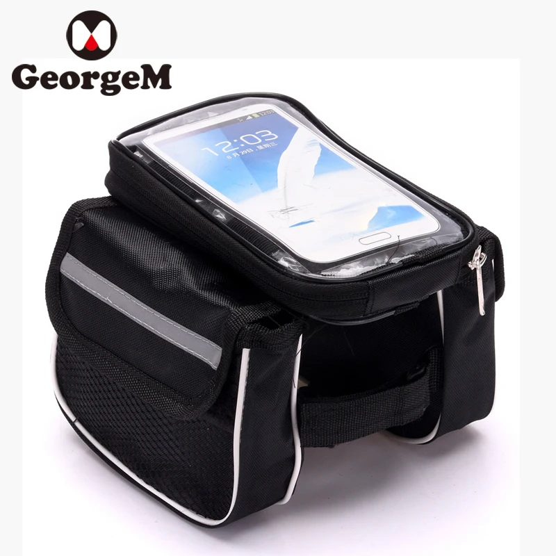 Touch Screen 5inch Bike Handlebar Phone Case Phone Holder Bag Bicycle Bags Front Frame Tube Storage Bike Pack Cellphone Bag