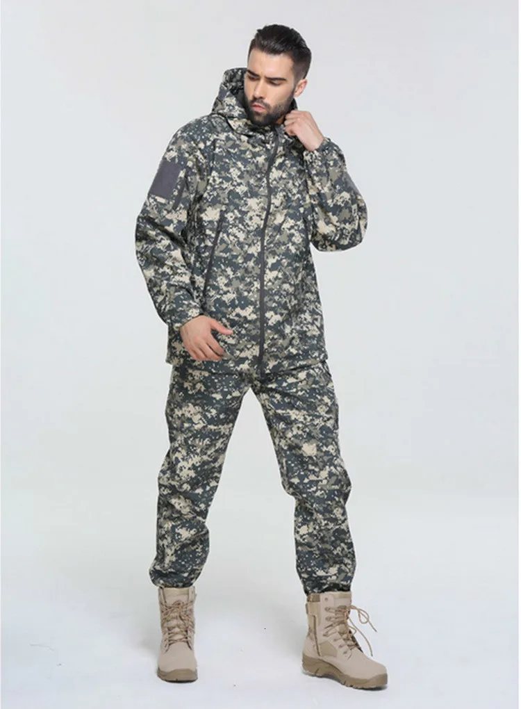 

Outdoors Camouflage Jacket TAD Shark Soft Shell Clothes Windbreak Waterproof Keep Warm Male Camo Hunting Trekking Stealth Coat