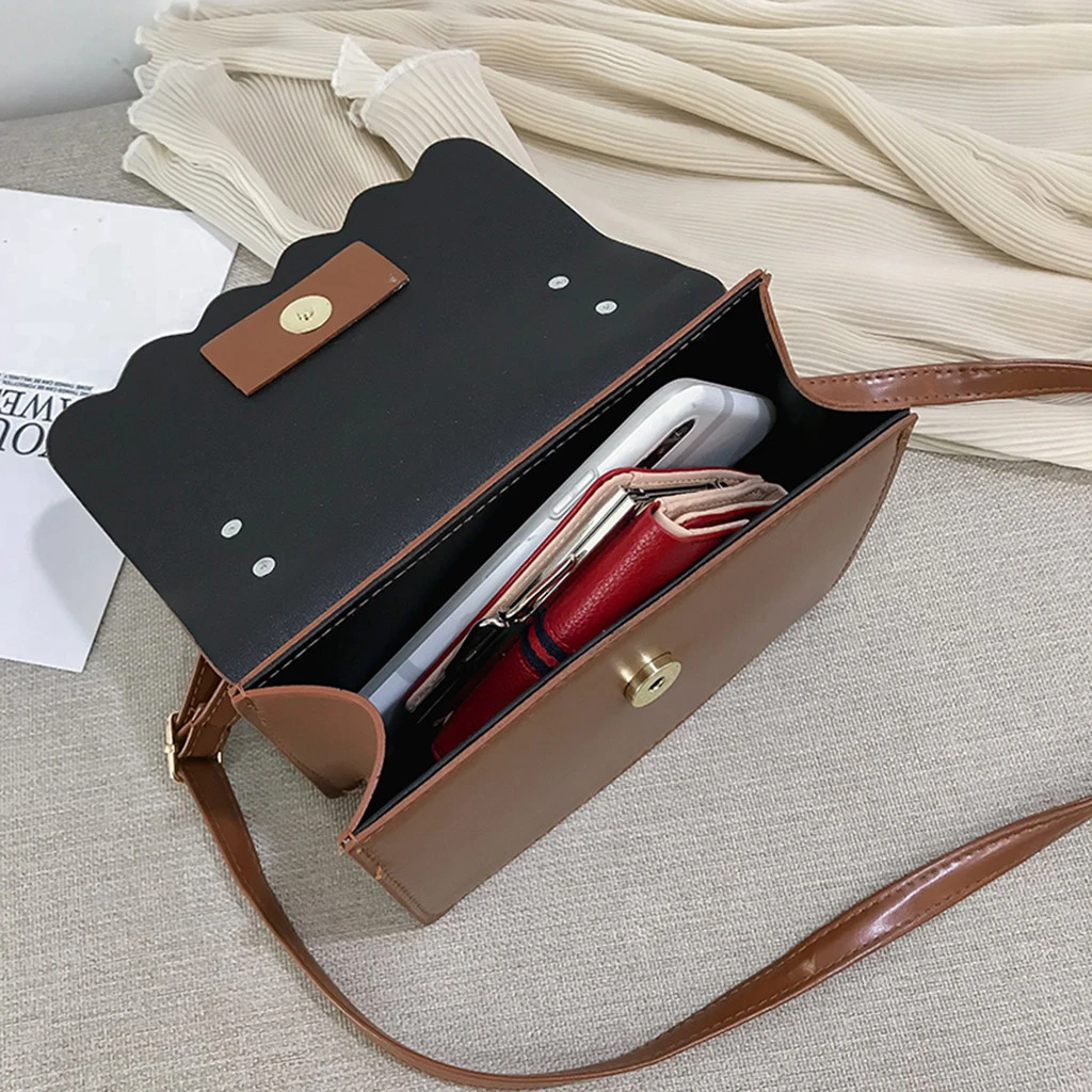 Simple Flap Shoulder Fashion Women Bag Leather Bags Girls Pure Color Mini Messenger Chest Cross Body Handbags Bolsa Feminina 820