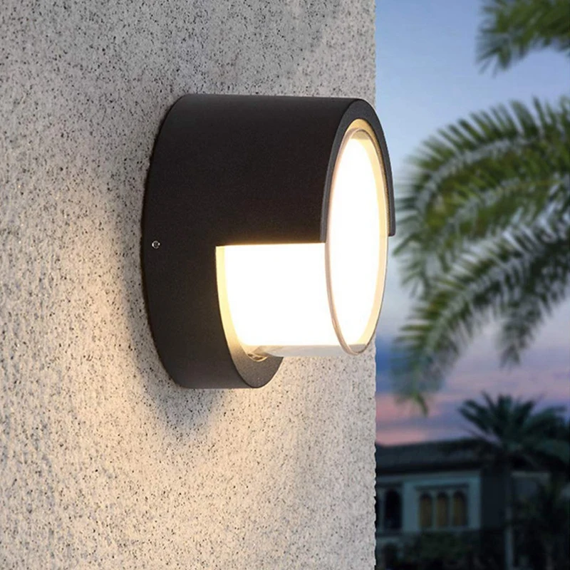 Outdoor Wall Light 10W Waterproof LED Light 3000K Warm White Light Wall Hanging Light Round Base For Porch Courtyard