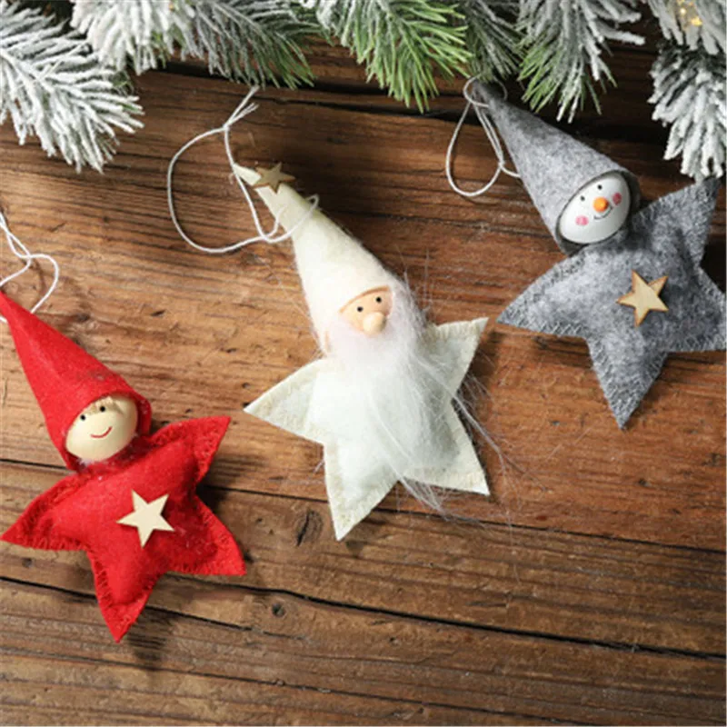 

2020 New Year Christmas Decorations Pentagram Small Figurine Pendant Puppet Doll Small Hanging Christmas Tree Pendant