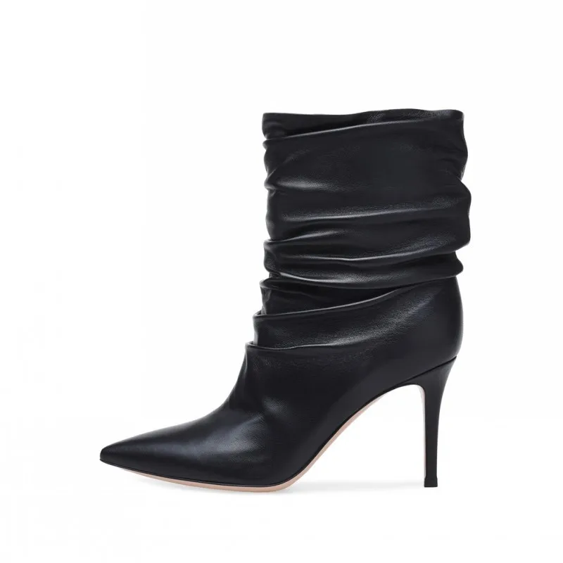ladies black pointed ankle boots