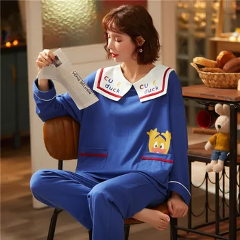 

Fast Shipping Cotton Women's Pajamas Set Autumn Winter Pyjamas Cartoon Sleepwear Home Clothes For Women Sexy Lingerie