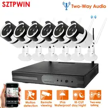1080P 6CH Беспроводная NVR система видеонаблюдения Аудио wifi 2.0MP Крытая Наружная цилиндрическая ip-камера Водонепроницаемый комплект видеонаблюдения