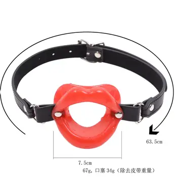 Adult Games PU Leather Rubber Lips O Ring Open Mouth Oral Sex Gag BDSM Fetish Bondage Restraints Erotic Toys For Couples 2