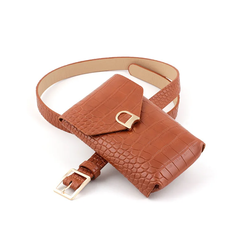 

Waist Packs Square Buckle Belt Bag Ladies Crocodile Pattern Fanny Pack for Women Aliigator Detachable Fashion Bumbag Bag 2019