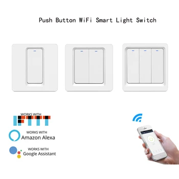 

1/2/3 Gang Push Button Remote Control Wireless Electrical Switches WiFi Smart Light Switch Smart Home Decives Works with Alexa