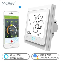 WiFi Central Air Conditioner Thermostat Temperature Controller 2 Pipe 4 Pipe 3 Speed Fan Coil Unit Work with Alexa Google Home