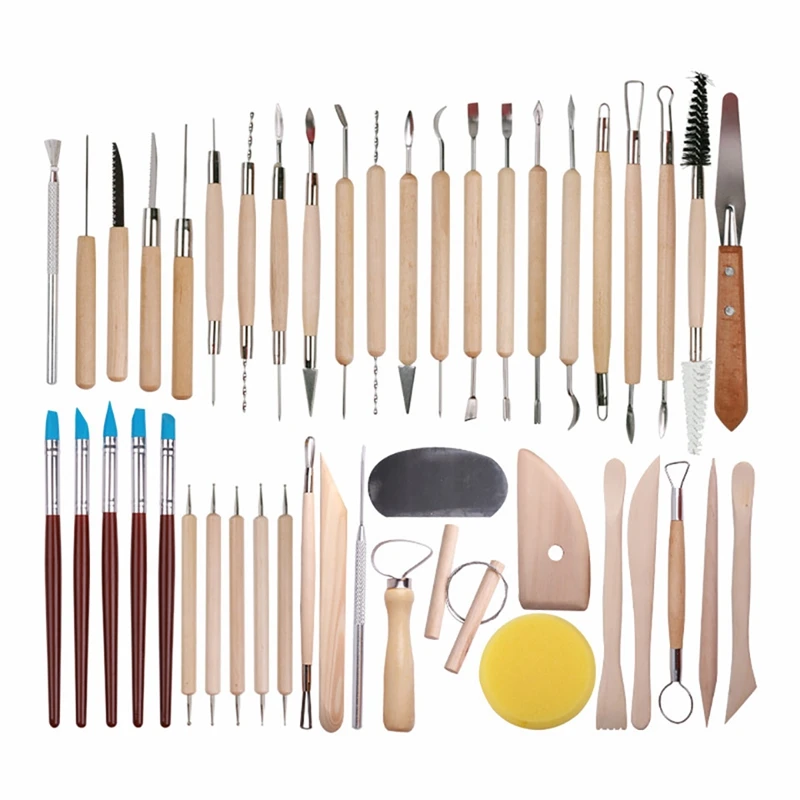 45 шт. глиняная глина набор инструментов для начинающих профессиональное искусство ручной работы деревянные ручки моделирование