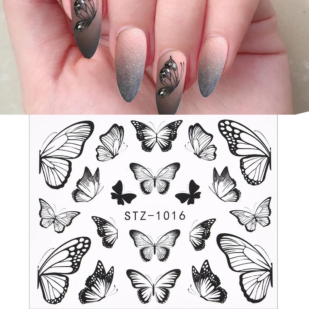 3D Watercolor Butterflies Sliders Nail Art Water Transfer Decal Sticker Blue Valentine's Day Nail Decoration Tattoo Manicure nail stickers nail art decoration nail decals