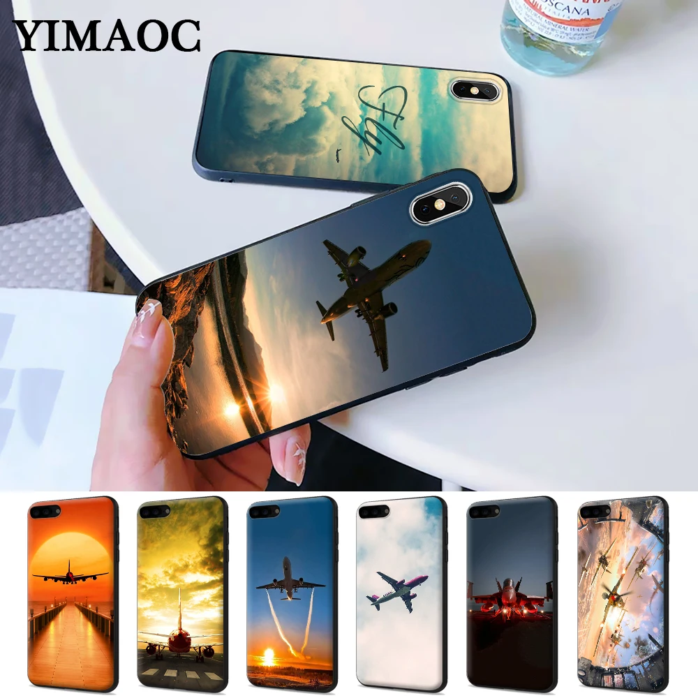 

the airplane flying into the sunset Silicone Case for iPhone 5 5S 6 6S Plus 7 8 X XS Max XR