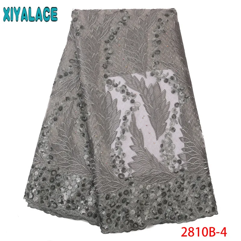 

Latest French Nigerian Lace Fabrics High Quality Nigerian Party Lace Fabric 2019 Embroidered Mesh Lace with Sequences KS2810B-4