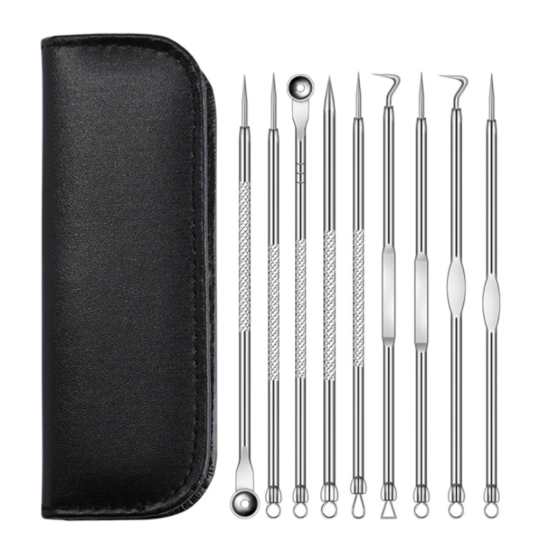 Acne Blackhead Remover Needle Tools Set Tweezer Pimple Extractor Stainless Steel Blackspot Removal Face Skin Care Tool |