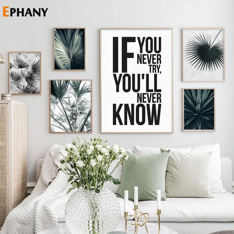 

Green Plant Wall Poster Nordic Botanical Tropical Tree Print Scandinavian Canvas Painting Modern Pictures for Living Room