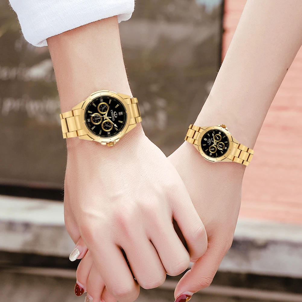 Luxury Stainless Steel Watches For Women Men Quartz Wristwatches Luminous Pointers Couple Watch Birthday Gift