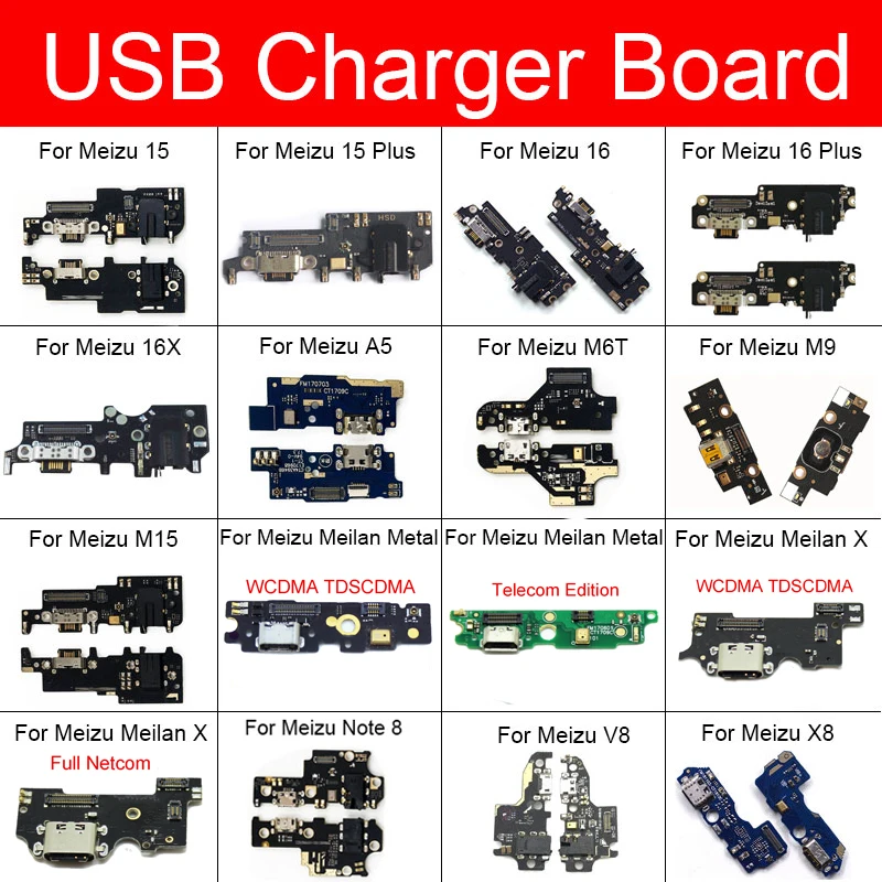 Зарядное устройство Usb Jack Prot Board Для Meizu Meilan Note 8 V8 X X8 Metal A5 M6T M9 M15 15 16 16X Plus Chargring Plug Dock Board