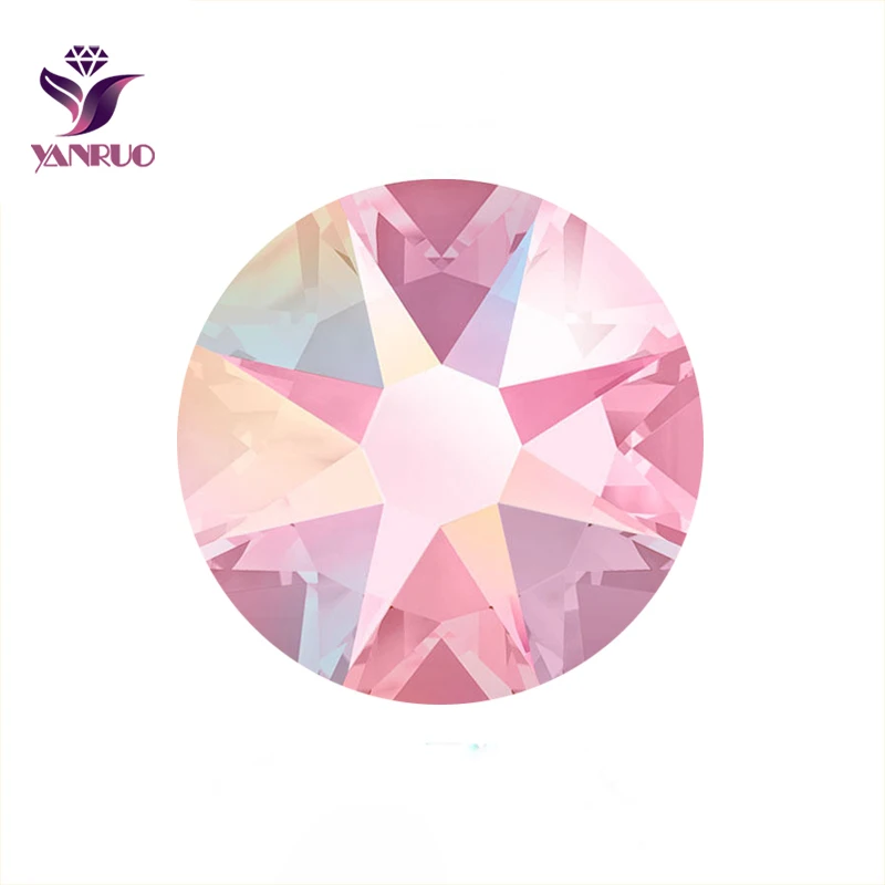 YANRUO 2088NOHF Shimmer AB Flatback Glass Rhinestones Glue on Sewing Clothes Diamond Needlework Bling Strass Crystal 