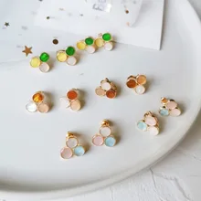 Корейские простые забавные разноцветные Круглые акриловые сшивные треугольные серьги-гвоздики, модные милые серьги для девушек и женщин, аксессуары для ушей, ювелирные изделия