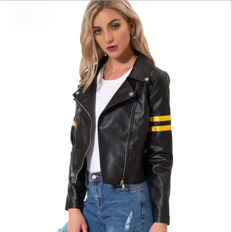 

A Generation of Fat 2019 New Style Korean-style Fashion Locomotive Cool PU Leather Women's Yang Mi Celebrity Style Leather Coat