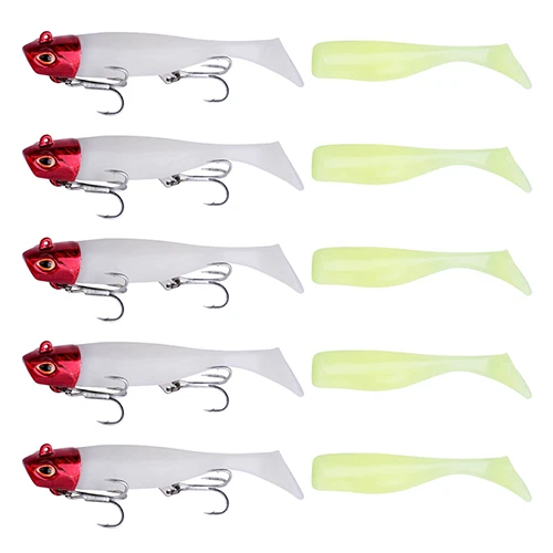 5pcs red Goture 5 шт./лот черная приманка для рыбной ловли гольян воблеры искусственные приманки свинцовая Мормышка с силиконовым мягким корпусом 94 мм/18 г 104 см/26 г - Цвет: 5pcs red