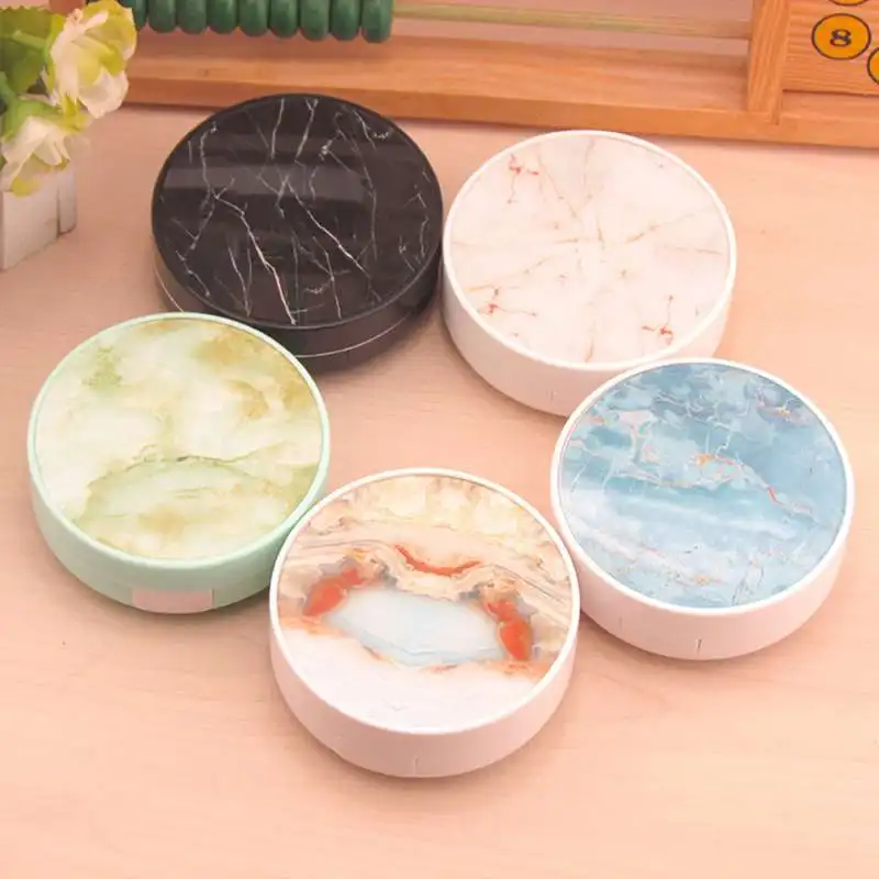 

Mini Square Contact Lens Case Box Travel Kit Easy Carry Mirror Container Simple Marble Contacts Lenses Boxes