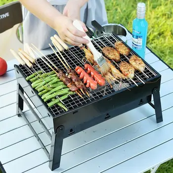 

Portable Foldable BBQ Grills Stainless Steel Patio Barbecue Charcoal Grill Stove Outdoor Camping Picnic Accessories Tool