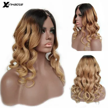 

1B/27 Ombre Color U Part Human Hair Wigs With Baby Hair Brazilian Blonde 1x4'' U Opening Shape Body Wave Wig