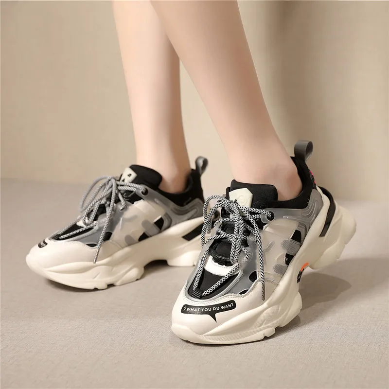 RASMEUP/кожаные женские кроссовки на плоской платформе в стиле панк ; стильные модные женские ботинки с массивным каблуком; удобная женская обувь для тренировок