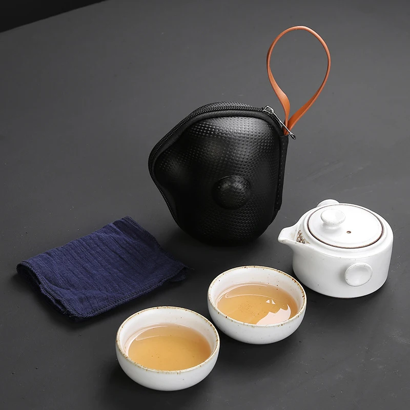 Moon white Китайский официальный керамический чайник, чайники gaiwan с 2 чашками для пуэр, набор чайников, портативный чайный набор для путешествия, посуда для напитков - Цвет: Moon white
