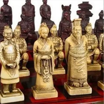 

Copper Satue Chinese 32 pieces chess set/box/Xian Terracota Warrior