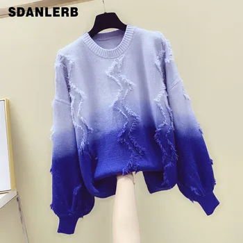 

New Loose Gradient Tassel Pullover Sweater for Female Students Autumn Winter 2019 Warm Sweater Jacket Women Pull