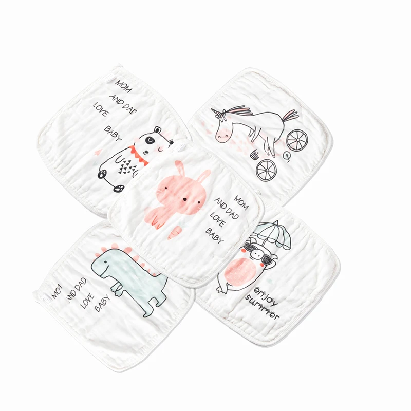 Luxury Cotton Muslin Baby Washcloth Set - 5 Piece Soft Gauze Towel Collection