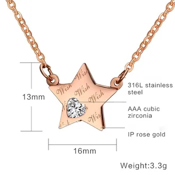 

FXM CCB49 steel necklace hot sell popular man woman 13mm Five-pointed star shape rose color lover gift women Korea style
