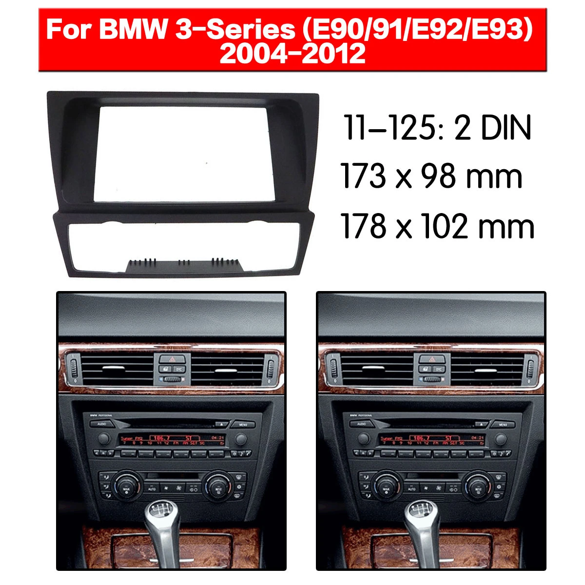FP-06-06 BMW série 3 E90/E91/E92/E93 Simple Din Voiture Stéréo Panneau Avant fascia panel
