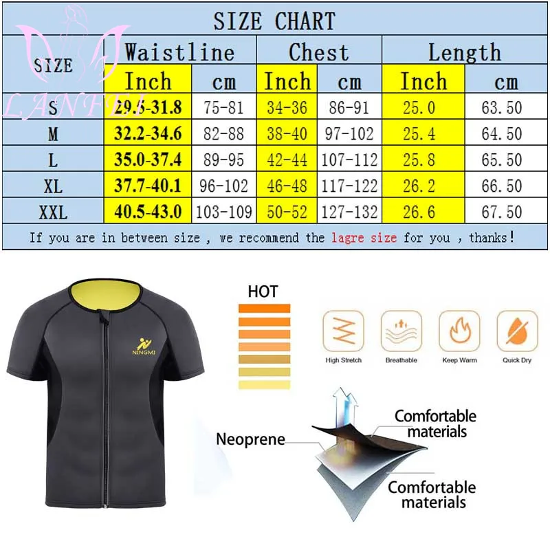 LANFEI, мужской тренажер для талии, формирователь тела, рубашка на молнии, потеря веса, горячий пот, неопрен, сауна, для похудения, Корректирующее белье, спортивный пояс, жилет