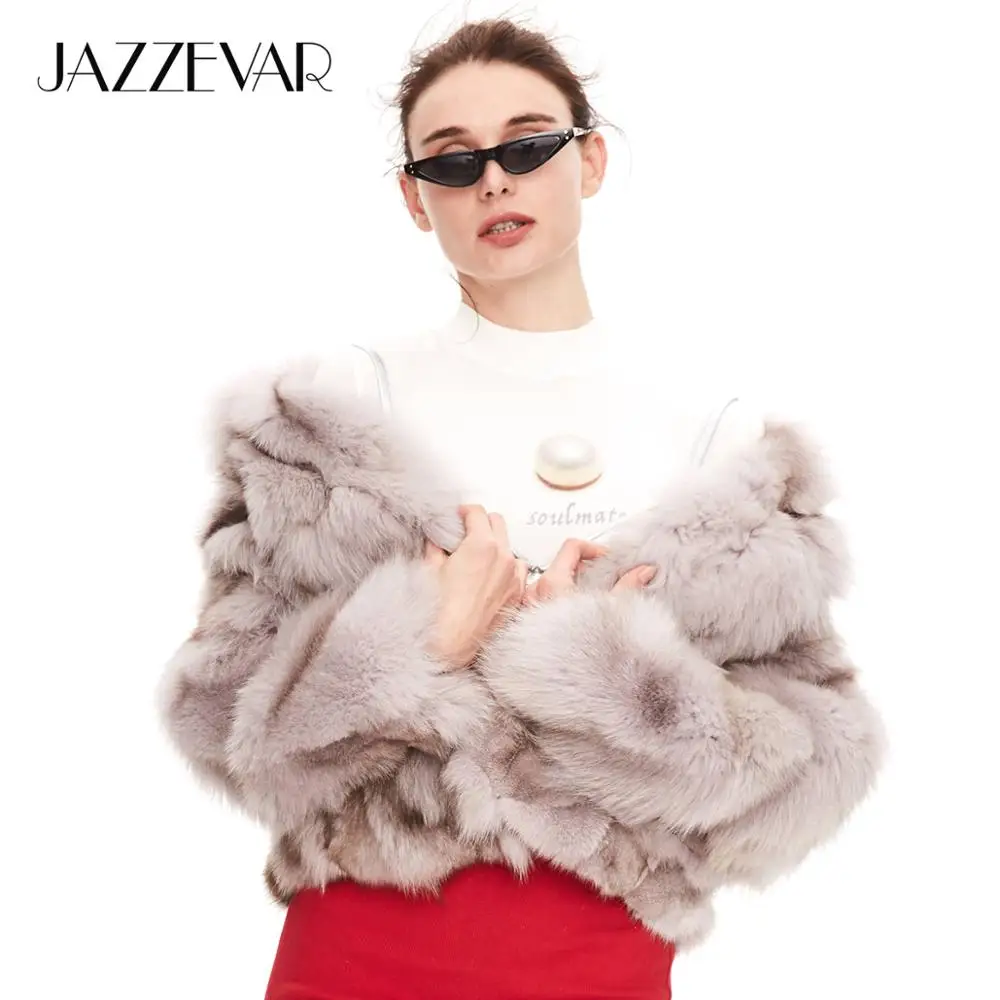 JAZZEVAR Зима новое поступление натуральный лисий мех женское пальто новая мода короткий стиль высокое качество зимняя одежда для женщин на молнии W9089