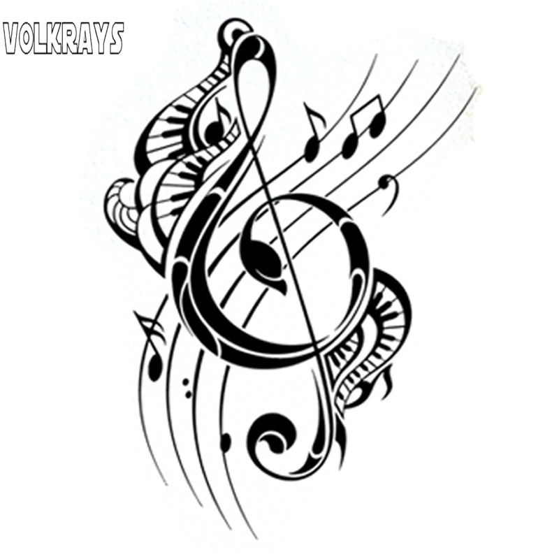 

Volkrays Fashion Car Sticker Music Musical Note Silhouette Accessories Reflective Waterproof Vinyl Decal,17cm*11cm