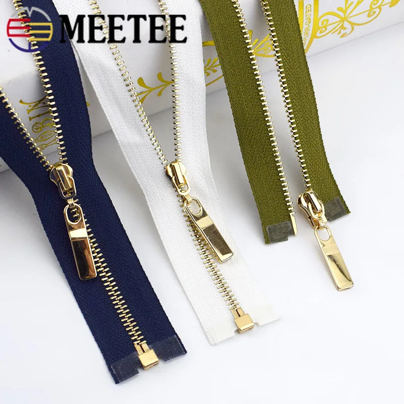 Металлические молнии с открытым концом Meetee 5 шт. 40/70 см 3 # золотые зубья