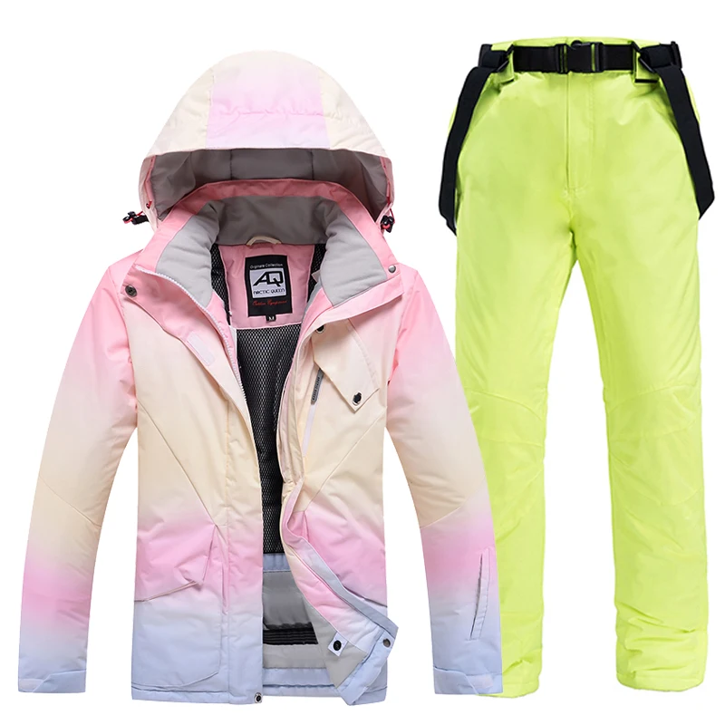 Waterproof Snow Suit Sets Women Snowboard Ski Jacket Strap Pants