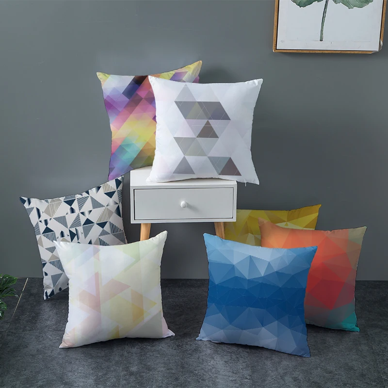 

Sholisa Colorful geometry Cushion Cover Polyester Prism space Decorative Cojines Pillowcase Throw Pillow cover for Sofa 45*45cm