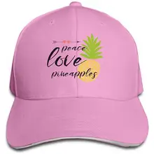 Унисекс Хлопок сэндвич фуражка регулируемые бейсбольные кепки текст мир любовь ананасы украшены свежие ананас сердца лето розовый