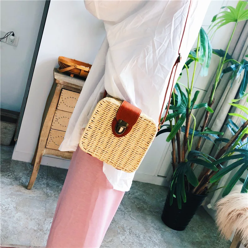 

Straw box beach bag Candy-colored women's bag slung portable summer