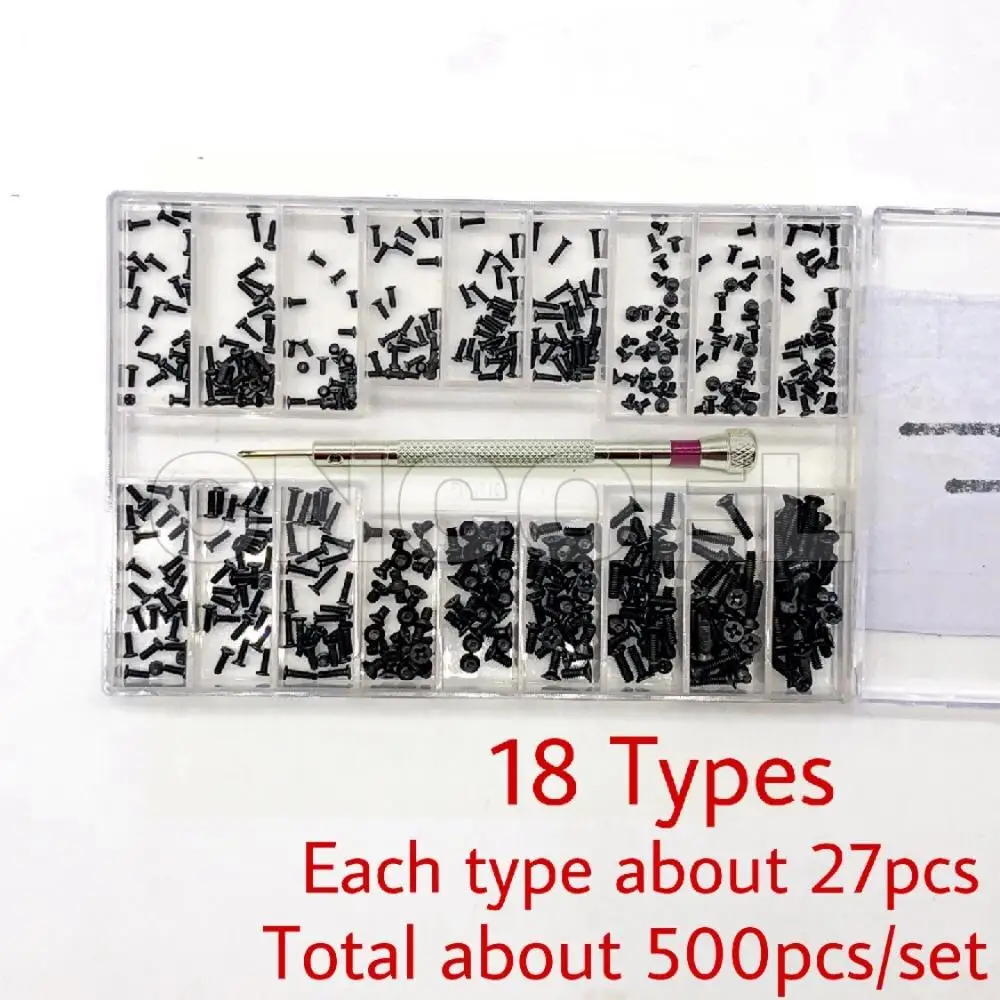 500 шт 18 видов мини-винтов DIY Kit ноутбук сборка Ремонт Винт Крепеж Набор M1.2 M1.4 M2